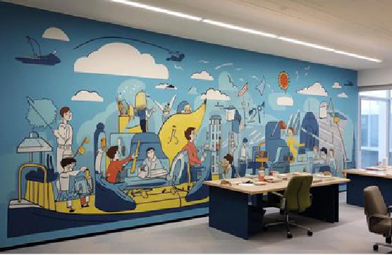 耿马办公室墙绘的特点。